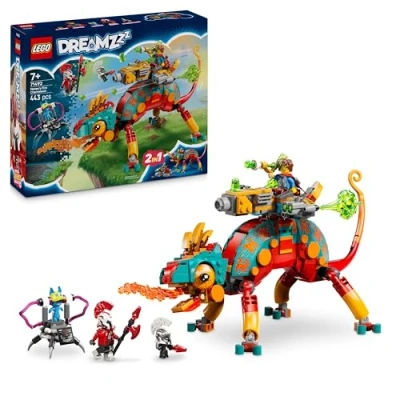 Abbildung von LEGO DREAMZzz 2 in 1 Mateos Feuer Chamäleon Fantasy Tierfigur umbaubar Spielzeug Jet &amp; Mech Set für Jungen Mädchen ab 7 Jahren inkl. Minifiguren Geschenkidee 71492