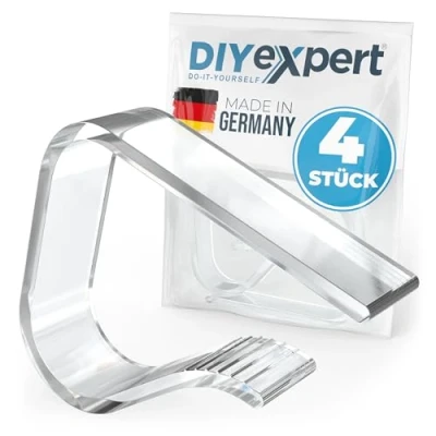 Abbildung von DIYexpert 4er Set Tischtuchklammern für Tischplatten bis 45 mm aus Kunststoff transparent