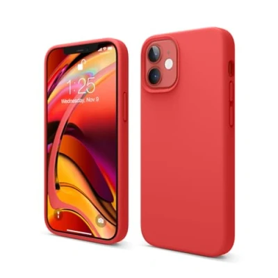 Abbildung von elago Liquid Silicone Case Kompatibel mit iPhone 12 Mini Hülle (5,4&quot;), Hochwertiges Silikon, Rundumschutz Handyhülle : 3 Layer Struktur Schutzhülle (Rot)