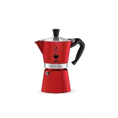 Abbildung von Bialetti Moka Color: Ikonische Espressomaschine für die Herdplatte, macht echten Italienischen Kaffee, Kanne 6 Tassen (270 ml), Aluminium, Rot