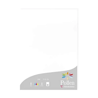 Abbildung von Clairefontaine 24239C Packung mit 25 Karten Pollen 210g, DIN A4, 21 x 29,7cm, Weiss