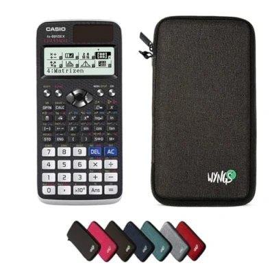Abbildung von Casio fx 991DE X Taschenrechner inklusive Schutztasche von WYNGS in Dunkelgrau Basic Set