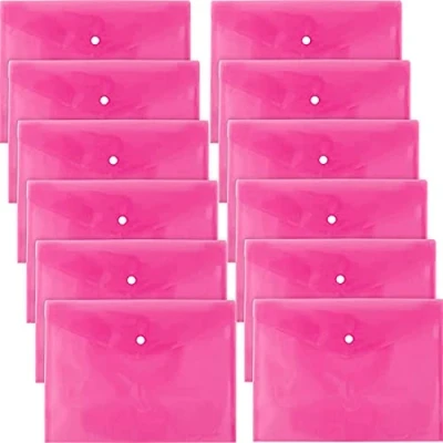 Abbildung von D.RECT 5530 12 Stück A4 Dokumentenmappe mit Druckknopf Dokumententasche Sammelmappe Rosa