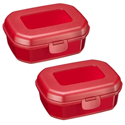 Abbildung von Westmark 2 Brotdosen/Snackboxen »Maxi« 935 ml, mit Klick Verschluss, Höhe: ca. 7,4 cm, Kunststoff, Rot, 235222E3