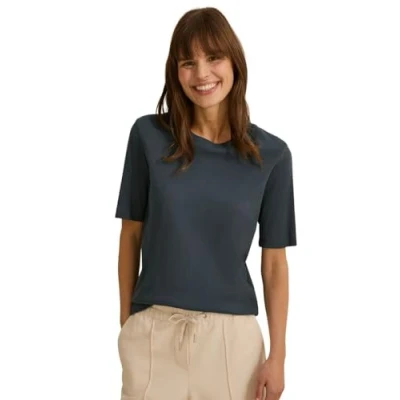 Abbildung von CECIL Damen B322914 Basic RIPP Struktur T Shirt, Slate Khaki, Small