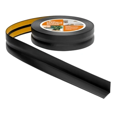 Abbildung von Quest Weichsockelleiste Selbstklebend 30 mm x Knickleiste, Abschlussleiste für Küche, Badezimmer Dichtungsband PVC, Flexibel, Wasserdicht, Dekorativ 10 Meter, Schwarz