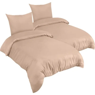 Abbildung von Utopia Bedding Bettwäsche 135x200 4teilig Mikrofaser 2 Bettbezug cm + Kissenbezüge 80x80 Beige