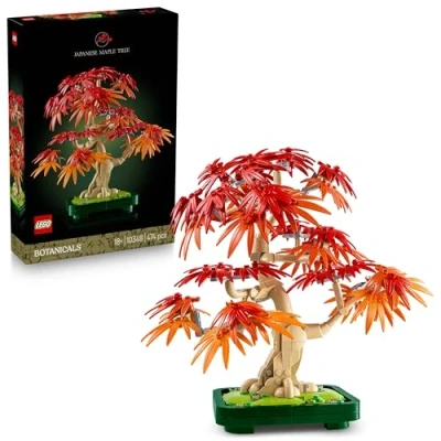 Abbildung von LEGO Botanicals Japanischer Roter Ahorn Bonsai Baum Künstliche Pflanzen Bauset mit roten &amp; orangen Blättern, Plus Schale Home Dekor Geschenkidee für Erwachsene 10348