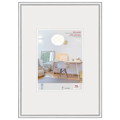 Abbildung von walther design Bilderrahmen silber 60 x 80 cm mit Kunstglas, New Lifestyle Kunststoffrahmen KVX080S