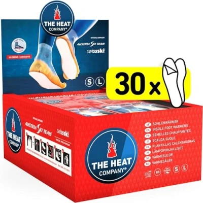 Abbildung von THE HEAT COMPANY Sohlenwärmer klebend 30 Paar EXTRA WARM Wärmesohlen Fußwärmer 8 Stunden warme Füße sofort einsatzbereit luftaktiviert rein natürlich Größe Large: 41 46