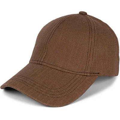Abbildung von styleBREAKER Unisex Leinen Baseball Cap Verstellbare 6 Panel Basecap mit gebogenem Schirm Atmungsaktive Sommer Mütze Metallschnalle Leicht, Bequem &amp; Stilvoll, Farbe:Braun