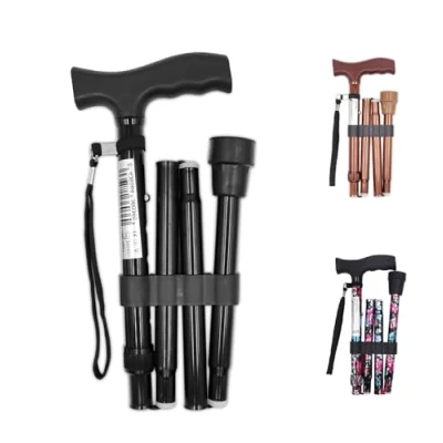 Abbildung von PEPE Mobility Gehstock Klappbar Herren, Spazierstock Damen Höhenverstellbar, Senioren Aluminium, Faltbarer (Schwarz)