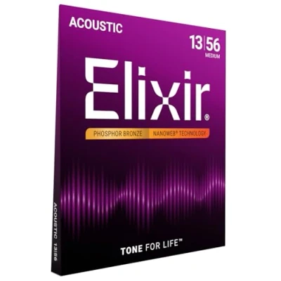 Abbildung von Elixir® Saiten Phosphor Bronze Akustik Gitarrensaiten mit NANOWEB® Beschichtung, Medium (.013 .056)