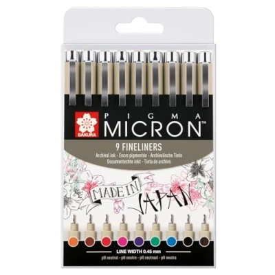 Abbildung von SAKURA POXSDK059 Fineliner PIGMA Micron 05, 9er Etui, Diverse (Farbset)