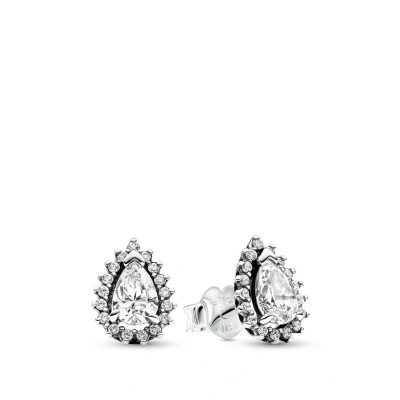 Abbildung von Pandora Sparkling PEAR HALO STUD Ohrringe, Damen, Größe: One Size, Sterling silver