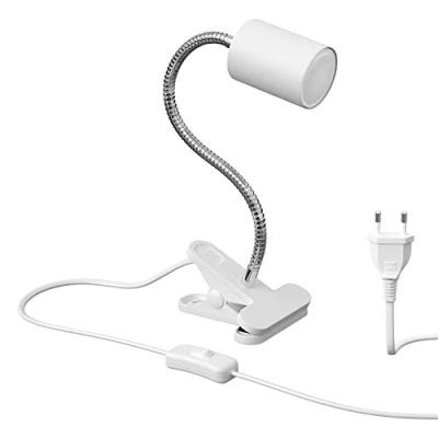 Abbildung von ledscom.de Klemmleuchte WAIKA mit Schwanenhals und Schalter weiß matt, inkl. GU10 LED Lampe (warmweiß, 4,914W, 450lm, 100)