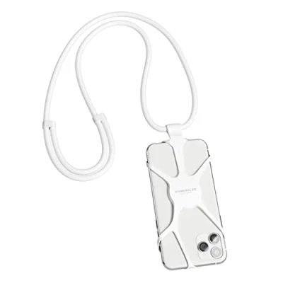 Abbildung von VONMÄHLEN Infinity Handykette Universal zum Umhängen Kompatibel mit jedem Handy und Smartphone Silikon Hülle Handyband Design Schoner aus Umhängeband Nylon (Weiß)