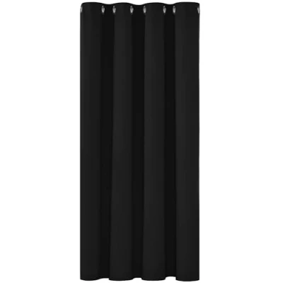 Abbildung von Deconovo Verdunkelungsvorhang mit Ösen Gardinen Schlafzimmer Ösenvorhang Blickdicht Dicke Thermogardine Kälteschutz warm Hitzeschutz, 138x132 cm(HöhexBreite), Schwarz, 1 Stück