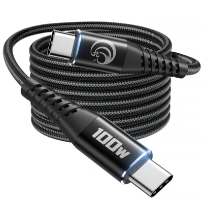 Abbildung von USB C auf Kabel, 100W Kabel [2M] PD 5A Schnellladekabel Lang Nylon Typ Ladekabel für iPhone 16 15 Pro Max, Samsung S24 S23 S22, iPad Pro, MacBook Pro/Air, Pixel, Switch
