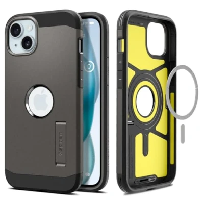 Abbildung von Spigen Hülle für iPhone 15 Plus Tough Armor MagFit Kompatibel mit MagSafe Gunmetal