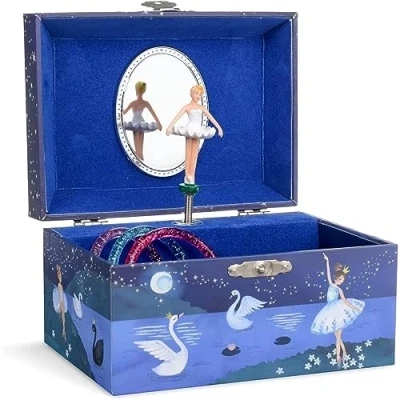 Abbildung von Jewelkeeper Schmuckschatulle für Mädchen mit Musik und sich drehender Ballerina, Glitzerdesign Schwanensee Melodie