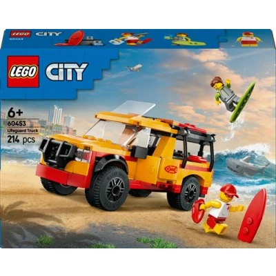 Abbildung von LEGO City Einsatzfahrzeug der Rettungsschwimmer Geländewagen Spielzeug mit 2 Minifiguren und Hai Bauset für Mädchen Jungen ab 6 Jahren Geschenkidee Surfer Wassersportfans 60453