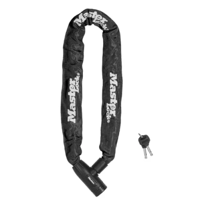 Abbildung von MASTER LOCK Fahrradschloss Stahlkettenglied [mit Schlüssel] [90 cm Kette] 8391EURDPRO Ideal für Fahrräder, Schwarz