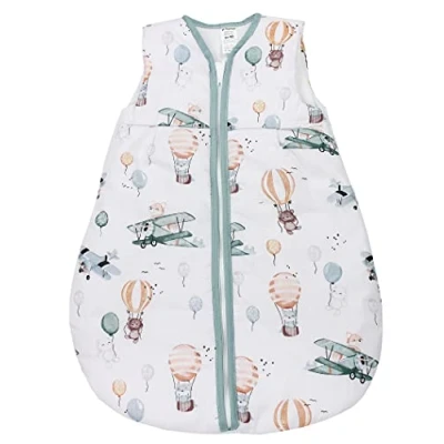 Abbildung von TupTam Schlafsack Baby Wärmender Ganzjahresschlafsack 2.5 TOG, OEKO TEX, Ärmellos, Farbe: Füchse im Flugzeug, Größe: 80 86