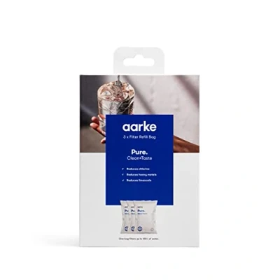 Abbildung von Aarke 3er Pack Pure Filter Nachfüllbeutel Reduziert Chlor, Schwermetalle und Kalk Filtert bis zu 3x120 Liter Wasser