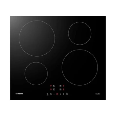 Abbildung von Samsung NZ64M3NM1BB Autarkes Induktionskochfeld, 60 cm große Herdplatte aus Glaskeramik, Rahmenlos, 4 Kochzonen mit Touch Steuerung, 9 Leistungsstufen, Booster, Kindersicherung, Schwarz