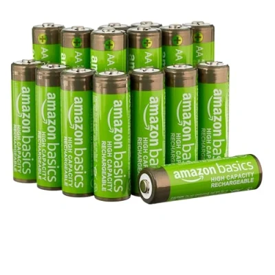 Abbildung von Amazon Basics AA Batterien mit hoher Kapazität, wiederaufladbar, 2400 mAh, NiMh, vorgeladen, 16 Stück