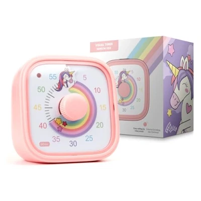 Abbildung von Visueller Timer Für Kinder Zeitmanagement Tool 60 Minuten Countdown Fördert Konzentration &amp; Produktivität Schule, Spielen, Lernen, Zähneputzen Buntes witziges Design (Rosa)