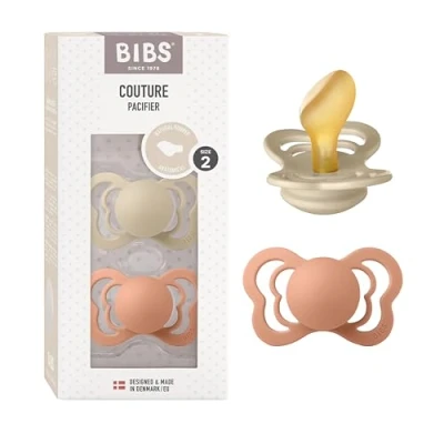 Abbildung von BIBS Couture Schnuller 2er Pack, BPA frei, kiefergerechte Schnuller. Naturkautschuk/Latex, Größe 2 (6 18 Monate), Vanilla/Peach
