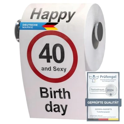 Abbildung von GOODS+GADGETS Lustiges Fun Klopapier zum 40. Geburtstag Toilettenpapier Geschenkartikel Geburtstags Dekoration 40 und Sexy!