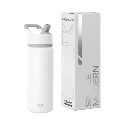 Abbildung von Simple Modern Trinkflasche mit Strohhalm Wasserflasche Edelstahl Isolierte für den Sport Fitnessstudio Summit 530ml Winter White