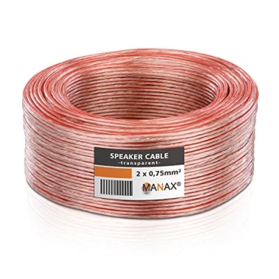 Abbildung von MANAX® 25m Zwillingslitze 2x 0,75mm² transparent Kabel 2 adrig (25m 1 Ring, transparent)