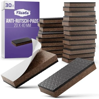 Abbildung von Filzada® 30x Antirutsch Pads Möbel 20 x 40 mm Premium Gummipads Anti Rutsch Selbstklebende Aufkleber Gummi Unterlage Möbelstopper Pad