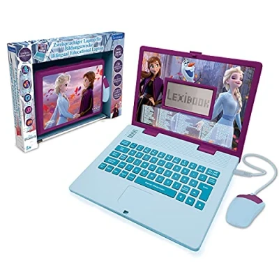 Abbildung von Lexibook JC598FZi3 Disney Frozen 2 Zweisprachiger Laptop für Bildungszwecke Englisch und Deutsch, 124 Aktivitäten, Mathematik, Logik, Musik, Uhr, Spiele Spielzeug Mädchen