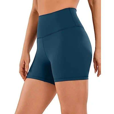 Abbildung von CRZ Yoga Naked Feeling Damen Radlerhose Blickdicht Hohe Taille Kurze Sporthose Sommer Shorts für Gym Sport 10cm FRANZÖSISCHE Marine 40