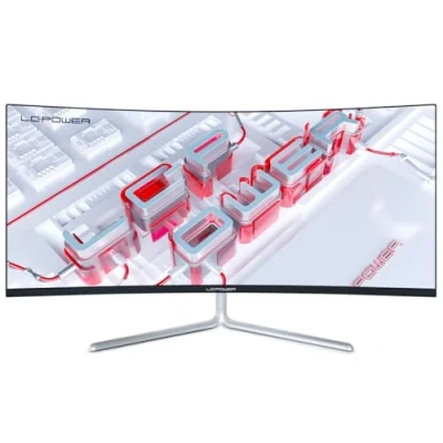Abbildung von LC Power M34 UWQHD 100 C V3 Gaming Monitor 34&quot; Curved Ultra WQHD Display 21:9, 100Hz, 1500R, Adaptive Sync, VA, 1*HDMI, DP, DVI,AUX, schwarz weiß