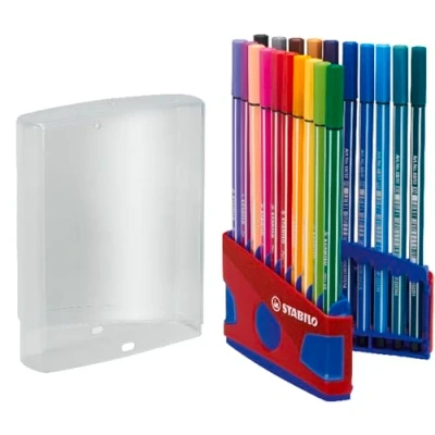Abbildung von Premium Filzstift STABILO Pen 68 ColorParade 20er Tischset in rot/blau mit 20 verschiedenen Farben