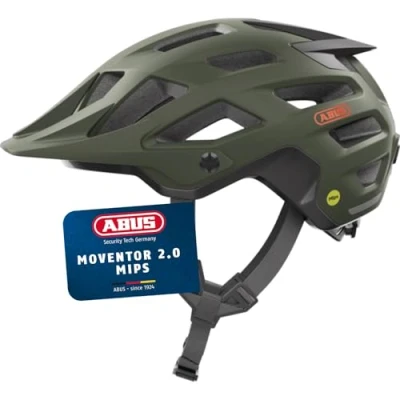 Abbildung von ABUS MTB Helm Moventor 2.0 MIPS Fahrradhelm mit Aufprallschutz für den Geländeeinsatz auf dem Mountainbike All Mountain Damen und Herren Dunkelgrün, Größe M