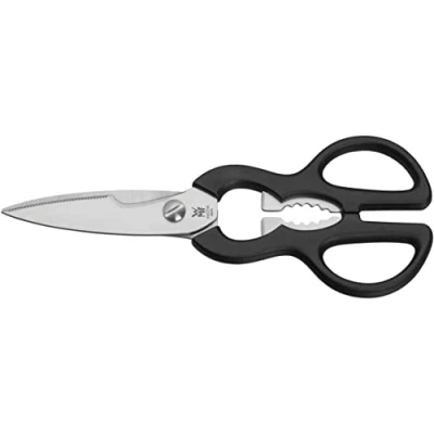 Abbildung von WMF Küchenschere 21 cm, Haushaltsschere mit Sägeschliff, Schere Küche, Edelstahl, Kunststoffgriff, Universalschere Flaschenöffner