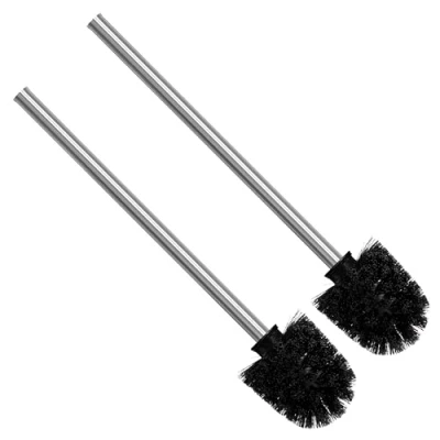 Abbildung von Nirox 2er Set Klobürsten Schwarz WC Bürsten mit 8 cm Durchmesser Toilettenbürste Edelstahlstiel Klobesen in elegantem und edlem Design Abnehmbare Bürstenköpfe