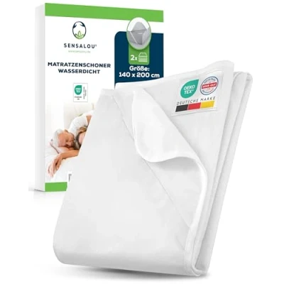 Abbildung von Sensalou Matratzenschoner Wasserdicht Nässeschutz Matratzenauflage 140 x 200 cm (2 Set)