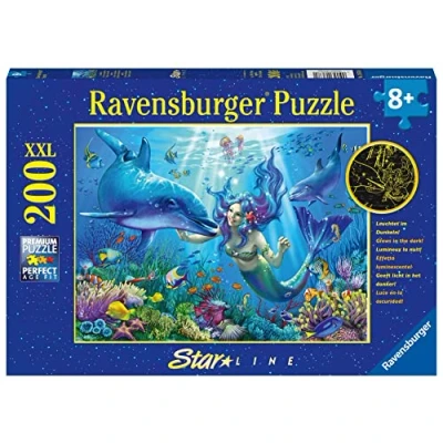 Abbildung von Ravensburger Kinderpuzzle 13678 Leuchtendes Unterwasserparadies Unterwasserwelt Leuchtpuzzle für Kinder ab 8 Jahren, mit 200 Teilen im XXL Format, Leuchtet Dunkeln
