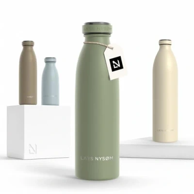 Abbildung von LARS NYSØM Edelstahl Trinkflasche 350ml, 500ml, 750ml, 1L, 1 5 liter Thermosflasche Kohlensäure geeignet Auslaufsichere Wasserflasche für Sport, Outdoor, Schule (Sage Green, 500ml)
