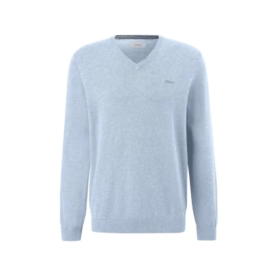Abbildung von s.Oliver MIT LOGO Strickpullover, Herren, Größe: Medium, Hellblau