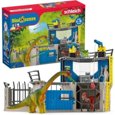 Abbildung von schleich 41462 DINOSAURS Große Dino Forschungsstation, 72 Teile Spielset mit 2 Dinosaurier Figuren, Forscher Figur und weiteres Zubehör, Spielzeug für Kinder ab 4 Jahren