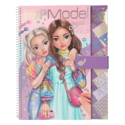 Abbildung von Depesche 13584 TOPModel Malbuch mit 33 vorgedruckten Seiten zum Gestalten von Outfits, Set inkl. Papier, Schablone, Sticker uvm, weiß